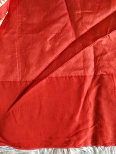 Red With Gold Zari Printed Saree (Women)