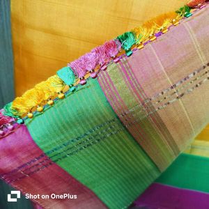 Ethnic Yellow Saree with tassles