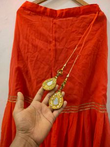 Light Orange Gold Accent Palazzo Pants