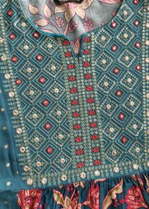 Floral Print Anarkali Top with Leggings