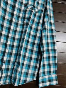 Mufti Men Teal green &amp; White Checkered Shirt