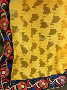 Yellow Saree With Beautiful Black Borderline