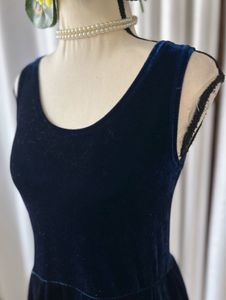 Korean Velvet Navy Dress