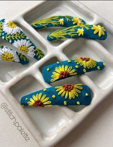 Hand Embroidered Hair Clips