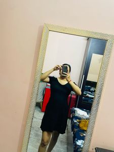 V Neck Black Dress