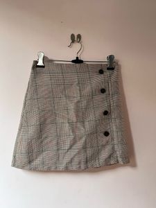 Plaid Button Detail Mini Skirt