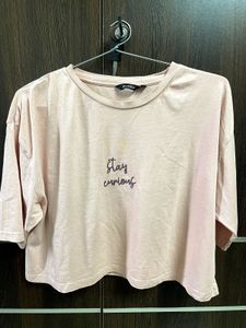Peach Stay Curious Crop Top For Women