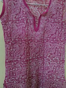 Lucknow Chikankari Pink Short Top