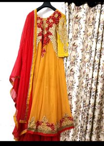 Yellow Red Bridal Dress♥️ 💛