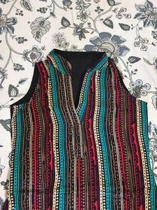 Multi Colour Cotton Kurta With Margin Inside