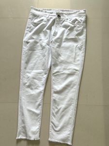 White Frayed Hem Denim Jeans
