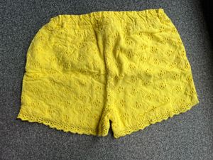 Yellow Embroidered Shorts