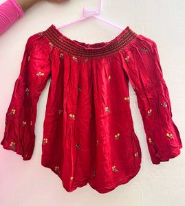 Red Off Shoulder Top Brand Factory