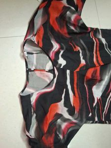 Stylish Abstract Print And Off Shoulder Top