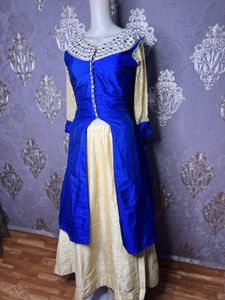 Long Front  Cut Kurti With Skirt