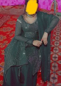 New Green Dress With Dupatta And Plazzo