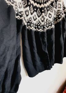Dark Blue Sweater With Fur Work