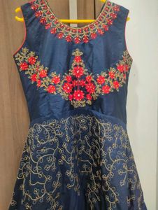 Blue Embroidered Indian Dress