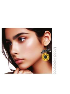 Vintage Style Sunflower Gingham Bow Earrings