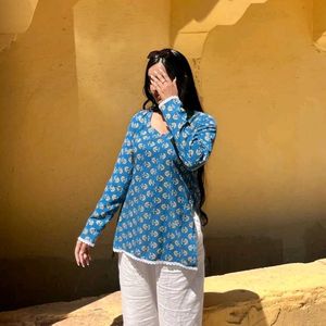 Blue Printed Kurta