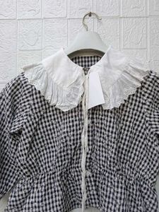 New With Tag gingham Blouse Peter Pan Top