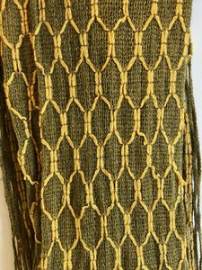 Green Woven Scarf with Fringe