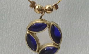 Blue &amp; Gold Pendant Necklace