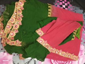 Pink &amp; Green mirror saree🩷💚