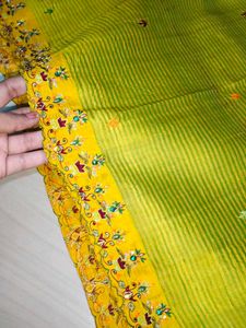 Yellow Embroidered Pure Silk Saree💛