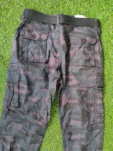Red Camel Camo Cargo Pants with Belt
