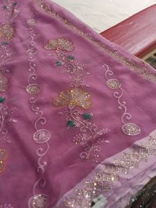 Embroidered Lavender Saree