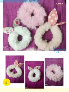 Fluffy Bunny Ear Hair Scrunchies – Set of 3