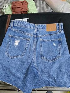 Ripped Denim High-Waisted Shorts