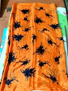 Orange & Black Patterned Saree