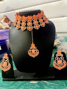 Peach Choker Set with Earrings🤩👍👌
