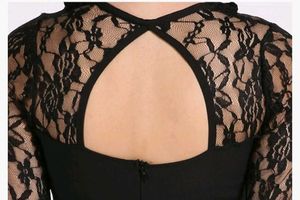 Black Lace Trim Mini Dress