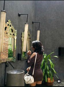 Brown Long Sleeve Mini Dress