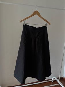 Black Jacquard A-Line MIDI Skirt