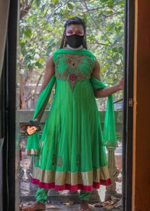 Green Ethnic Gown Full Set