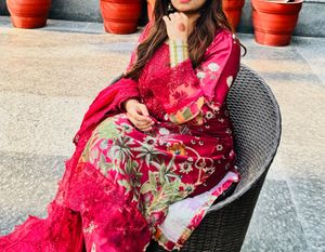 Pakistani Maroon Embroidered Suit