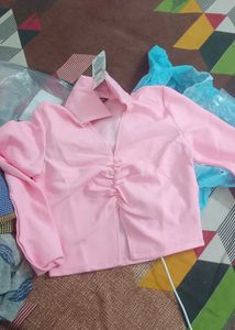 Pink V-Neck Crop Top - New with Tags