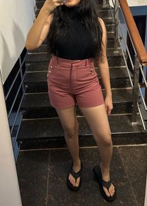 Zara Pink High-Waisted Shorts