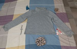 Gray Turtleneck Top