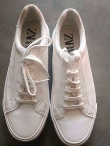 Zara White Platform Sneakers