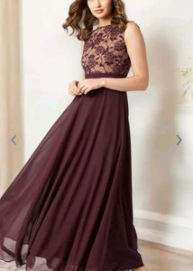 Miss Chase Women Beige&amp;Wine Sleevless Maxi Dress