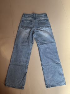 Distressed Wide Leg Blue Jeans