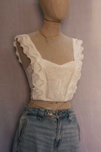 White Ruffle Trim Top