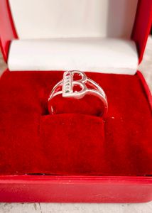 Pure Silver B Letter Ring