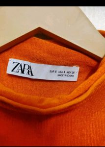 Zara Orange Mock Neck Top