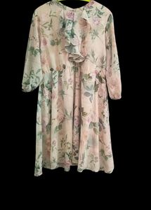 SASSAFRAS Women's Fit and Flare Multicolored Dress